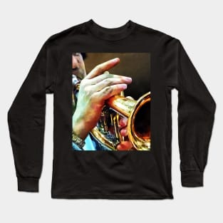 Music - Man Playing Trumpet Closeup Long Sleeve T-Shirt